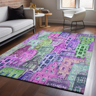 Piper Looms Mayfield Novelty AMF600 Purple Machine Washable Area Rug Lifestyle Image Feature