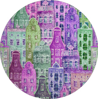 Piper Looms Mayfield Novelty AMF600 Purple Machine Washable Area Rug Round Main Image