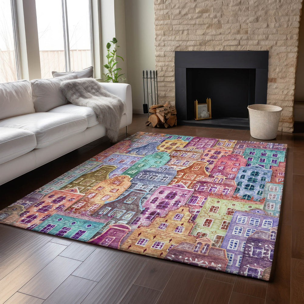 Piper Looms Mayfield Novelty AMF600 Red Machine Washable Area Rug Lifestyle Image Feature