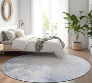 Piper Looms Mayfield Modern AMF601 Blue Machine Washable Area Rug Round Lifestyle Image Feature