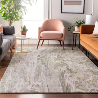 Piper Looms Mayfield Abstract AMF602 Taupe Machine Washable Area Rug Lifestyle Image Feature