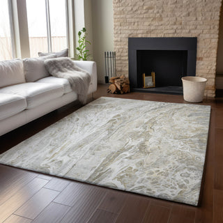Piper Looms Mayfield Abstract AMF602 Taupe Machine Washable Area Rug Lifestyle Image Feature