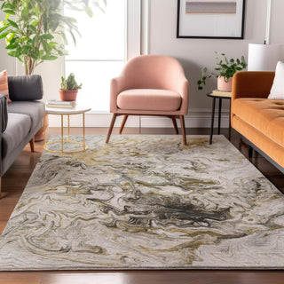 Piper Looms Mayfield Abstract AMF603 Taupe Machine Washable Area Rug Lifestyle Image Feature