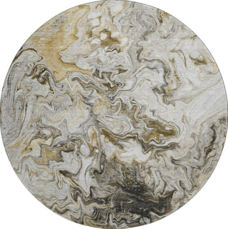 Piper Looms Mayfield Abstract AMF603 Taupe Machine Washable Area Rug Round Main Image