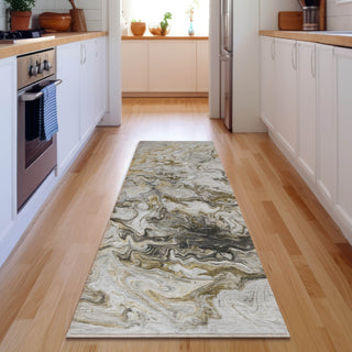 Piper Looms Mayfield Abstract AMF603 Taupe Machine Washable Area Rug Runner Lifestyle Image Feature