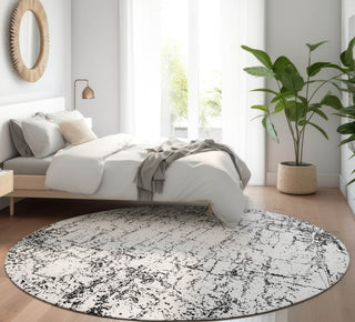 Piper Looms Mayfield Organic AMF606 Black Machine Washable Area Rug Round Lifestyle Image Feature