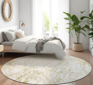 Piper Looms Mayfield Organic AMF606 Gold Machine Washable Area Rug Round Lifestyle Image Feature