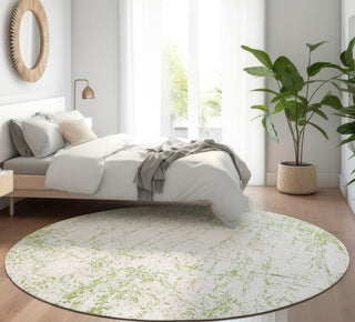 Piper Looms Mayfield Organic AMF606 Green Machine Washable Area Rug Round Lifestyle Image Feature
