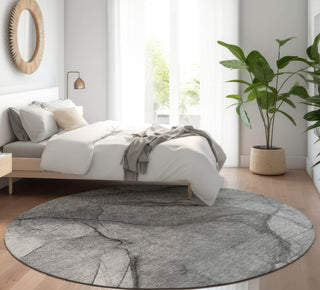 Piper Looms Mayfield Modern AMF607 Gray Machine Washable Area Rug Round Lifestyle Image Feature