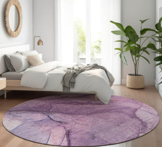Piper Looms Mayfield Modern AMF607 Purple Machine Washable Area Rug Round Lifestyle Image Feature
