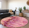 Piper Looms Mayfield Abstract AMF61 Berry Machine Washable Area Rug Round Lifestyle Image Feature