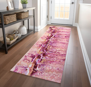 Piper Looms Mayfield Abstract AMF61 Berry Machine Washable Area Rug Runner Lifestyle Image Feature
