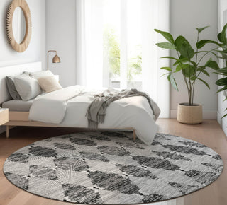 Piper Looms Mayfield Moroccan AMF610 Gray Machine Washable Area Rug Round Lifestyle Image Feature