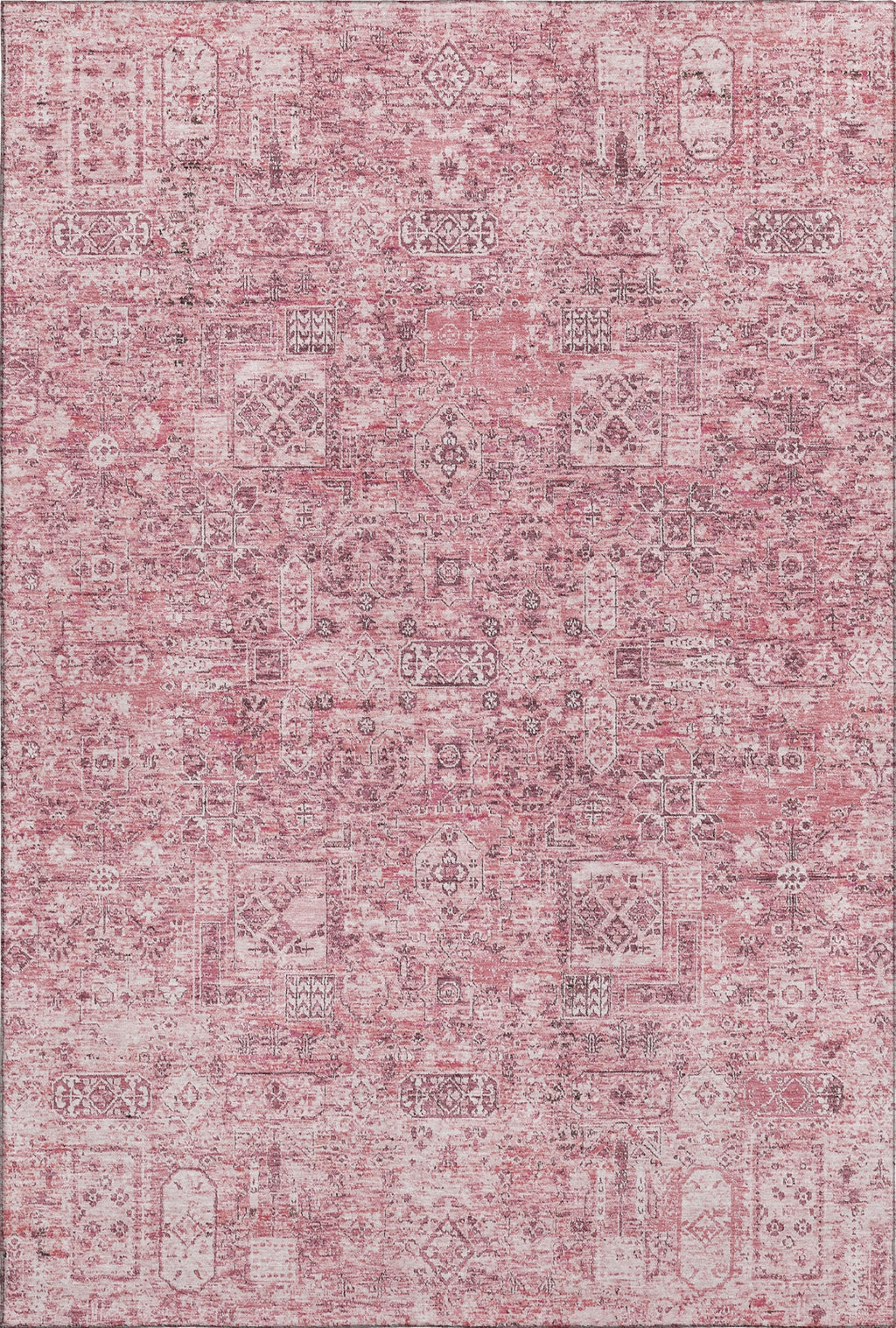 Dallah Rug Pink Piper Looms Mayfield Panel AMF611 Pink Machine Washable Area Rug ...