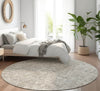 Piper Looms Mayfield Panel AMF611 Taupe Machine Washable Area Rug Round Lifestyle Image Feature