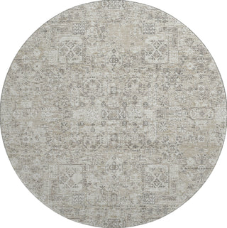Piper Looms Mayfield Panel AMF611 Taupe Machine Washable Area Rug Round Main Image