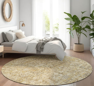 Piper Looms Mayfield Panel AMF611 Wheat Machine Washable Area Rug Round Lifestyle Image Feature