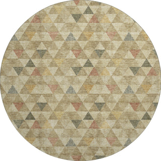 Piper Looms Mayfield Geometric AMF612 Beige Machine Washable Area Rug Round Main Image