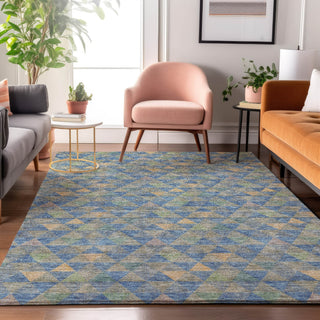 Piper Looms Mayfield Geometric AMF612 Blue Machine Washable Area Rug Lifestyle Image Feature