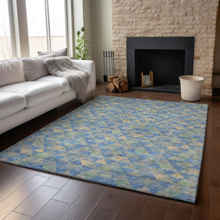 Piper Looms Mayfield Geometric AMF612 Blue Machine Washable Area Rug Lifestyle Image Feature