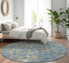 Piper Looms Mayfield Geometric AMF612 Blue Machine Washable Area Rug Round Lifestyle Image Feature