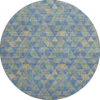 Piper Looms Mayfield Geometric AMF612 Blue Machine Washable Area Rug Round Main Image