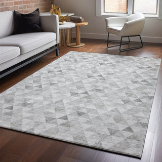 Piper Looms Mayfield Geometric AMF612 Silver Machine Washable Area Rug Lifestyle Image Feature