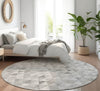 Piper Looms Mayfield Geometric AMF612 Silver Machine Washable Area Rug Round Lifestyle Image Feature