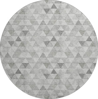 Piper Looms Mayfield Geometric AMF612 Silver Machine Washable Area Rug Round Main Image