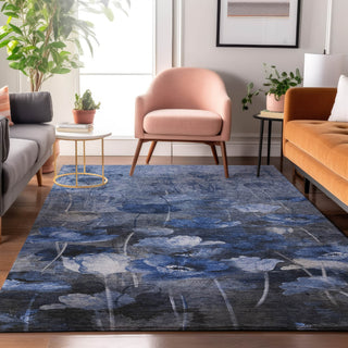 Piper Looms Mayfield Floral AMF613 Blue Machine Washable Area Rug Lifestyle Image Feature