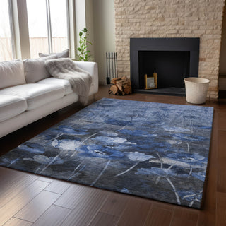 Piper Looms Mayfield Floral AMF613 Blue Machine Washable Area Rug Lifestyle Image Feature