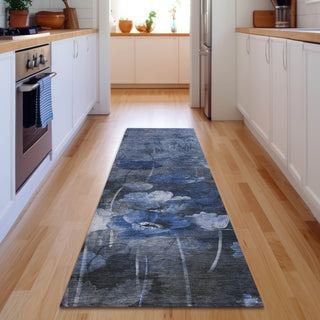 Piper Looms Mayfield Floral AMF613 Blue Machine Washable Area Rug Runner Lifestyle Image Feature
