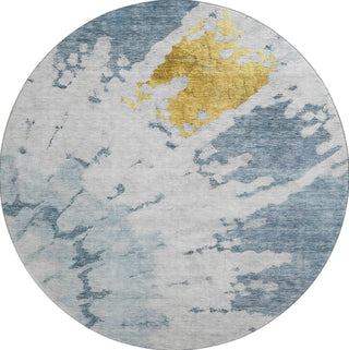 Piper Looms Mayfield Spiral AMF614 Blue Machine Washable Area Rug Round Main Image
