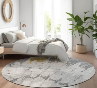 Piper Looms Mayfield Spiral AMF614 Gray Machine Washable Area Rug Round Lifestyle Image Feature