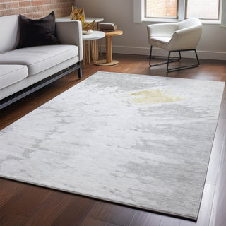 Piper Looms Mayfield Spiral AMF614 Silver Machine Washable Area Rug Lifestyle Image Feature