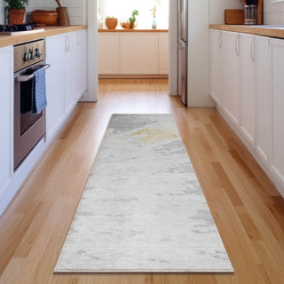 Piper Looms Mayfield Spiral AMF614 Silver Machine Washable Area Rug Runner Lifestyle Image Feature
