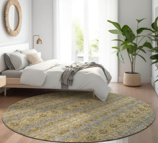 Piper Looms Mayfield Bohemian AMF615 Gold Machine Washable Area Rug Round Lifestyle Image Feature
