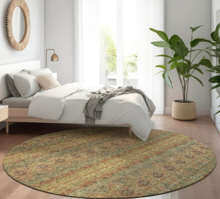 Piper Looms Mayfield Bohemian AMF615 Green Machine Washable Area Rug Round Lifestyle Image Feature