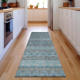 Piper Looms Mayfield Bohemian AMF615 Teal Machine Washable Area Rug Runner Lifestyle Image Feature