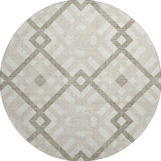 Piper Looms Mayfield Geometric AMF616 Beige Machine Washable Area Rug Round Main Image