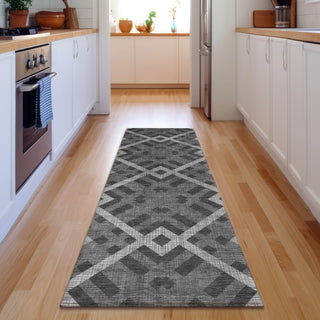 Piper Looms Mayfield Geometric AMF616 Charcoal Machine Washable Area Rug Runner Lifestyle Image Feature