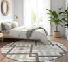 Piper Looms Mayfield Geometric AMF616 Gray Machine Washable Area Rug Round Lifestyle Image Feature