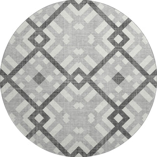 Piper Looms Mayfield Geometric AMF616 Gray Machine Washable Area Rug Round Main Image