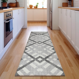 Piper Looms Mayfield Geometric AMF616 Gray Machine Washable Area Rug Runner Lifestyle Image Feature