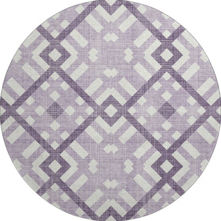 Piper Looms Mayfield Geometric AMF616 Purple Machine Washable Area Rug Round Main Image