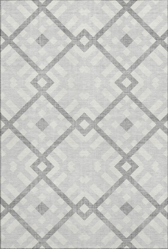 Piper Looms Mayfield Geometric AMF616 Silver Machine Washable Area Rug main image