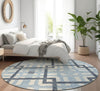 Piper Looms Mayfield Geometric AMF616 Sky Machine Washable Area Rug Round Lifestyle Image Feature