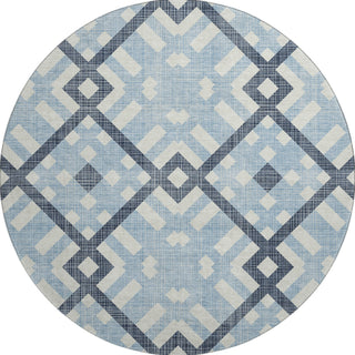 Piper Looms Mayfield Geometric AMF616 Sky Machine Washable Area Rug Round Main Image