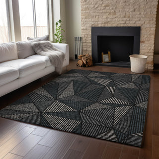 Piper Looms Mayfield Geometric AMF618 Black Machine Washable Area Rug Lifestyle Image Feature