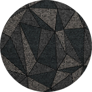 Piper Looms Mayfield Geometric AMF618 Black Machine Washable Area Rug Round Main Image
